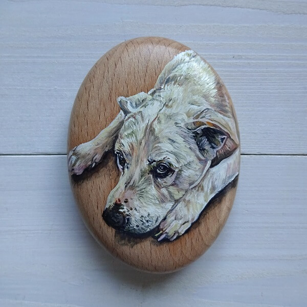 miniature pet portrait pebble