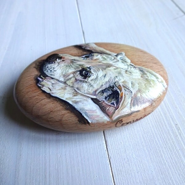 Pet Portrait Pebble - Miniature art on a solid beech pebble - Image 2
