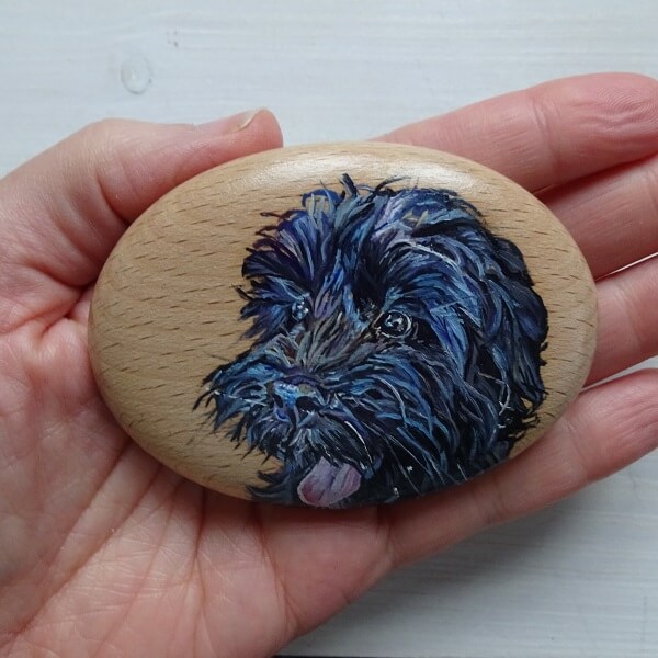Pet Portrait Pebble - Miniature art on a solid beech pebble - Image 3