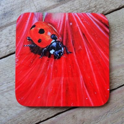 Lady in red tableware