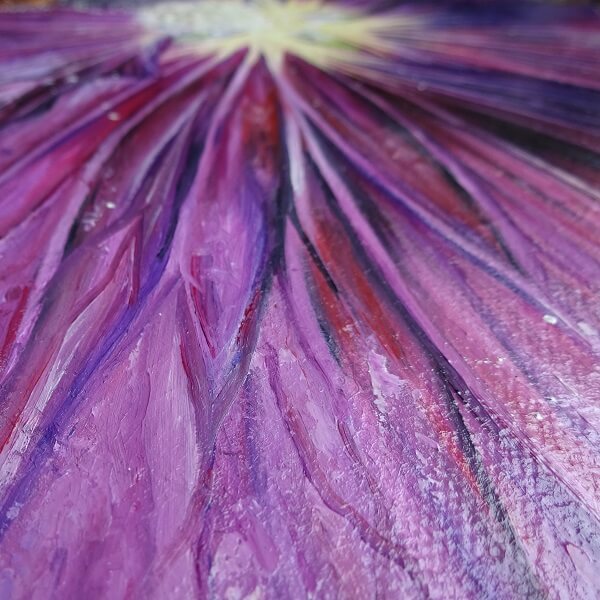 Purple Haze - Bee / Flower Mixed Media Painting - Image 4