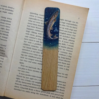 Celtic salmon miniature art bookmark