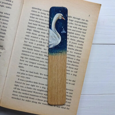 Celtic swan miniature art bookmark