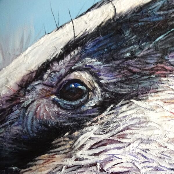 Bluebell - Badger Mixed Media Painting - Image 5