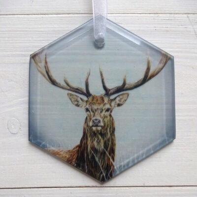 stag glass hexagon suncatcher.
