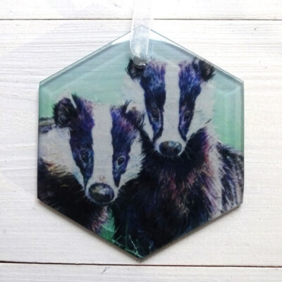 Badger duo suncatcher curiosity by Claire Cerysanne Groves
