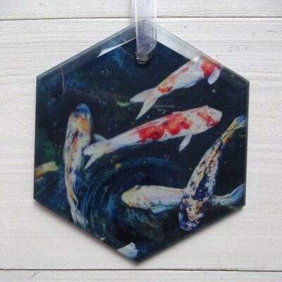 de[th koi carp suncatcher by Claire Cerysanne GRoves