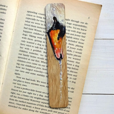 swan miniature art bookmark by Claire Cerysanne Groves