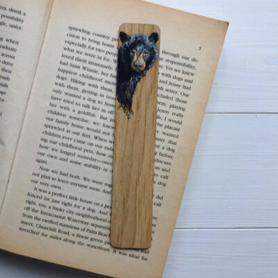 Black bear miniature art bookmark