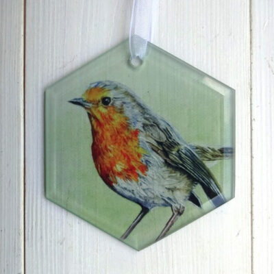 robin suncatcher printed with original art