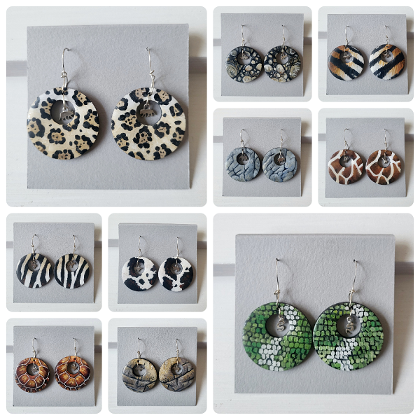 Prints hand painted earrings