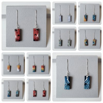 Wings hand painted wood earrings