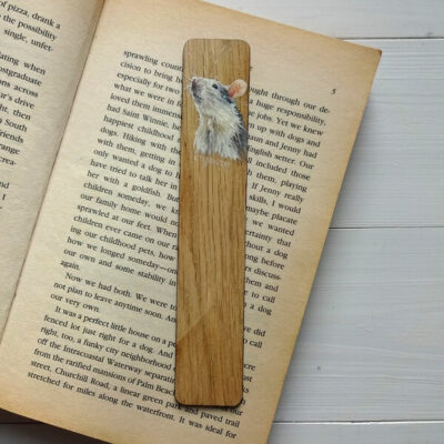 rat miniature art bookmark