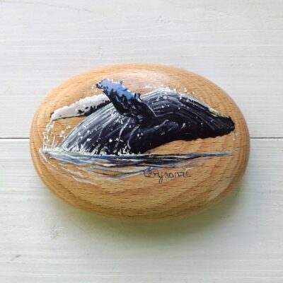 whale art pebble