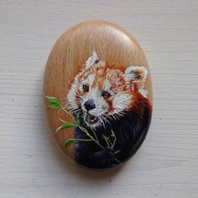 red panda art pebble
