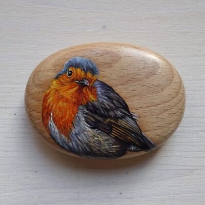 robin miniature art pebble shop