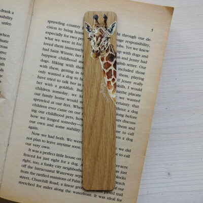 giraffe miniature art bookmark