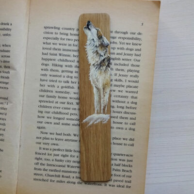 wolf miniature art bookmark