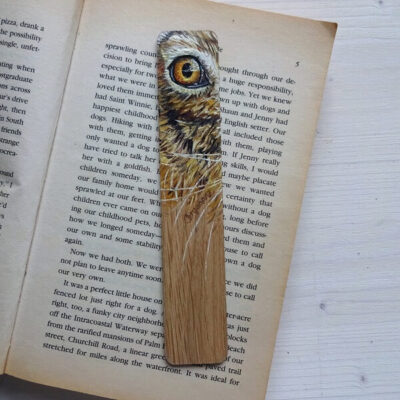 hare miniature art bookmark