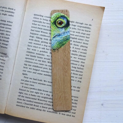 lizard miniature art bookmark