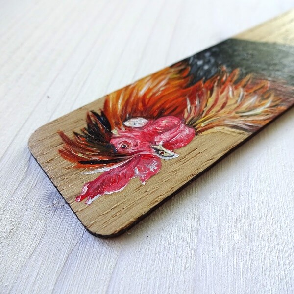 Cockerel Miniature Art Bookmark - Image 2