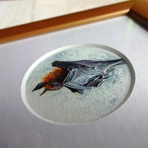 Bat and Moon Oil Painting - Image 3