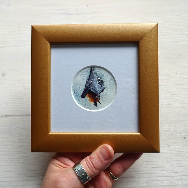 Bat and Moon Oil Painting - Image 4