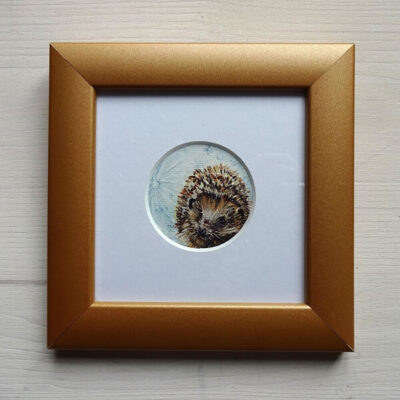 hedgehog and moon oil painting