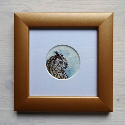 owl and moon oil painting