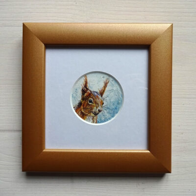 red squirrel oil painting