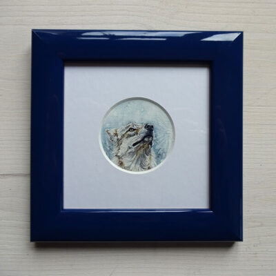 Wolf and Moon oil painting