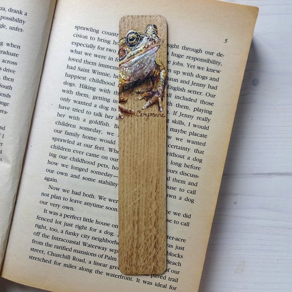 frog miniature art bookmark