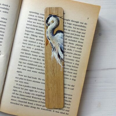 heron miniature art bookmark