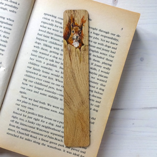 red squirrel miniature art