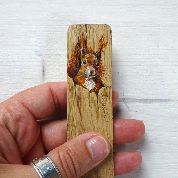 Red Squirrel Miniature Art Bookmark - Image 3