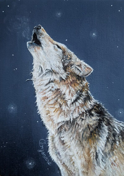 echo, wolf mixed media painting