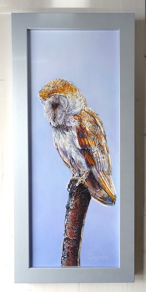 Hunter - Barn Owl Mixed Media Painting - Image 2