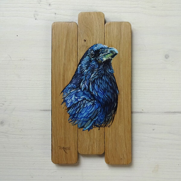 jet raven corvid oak panel