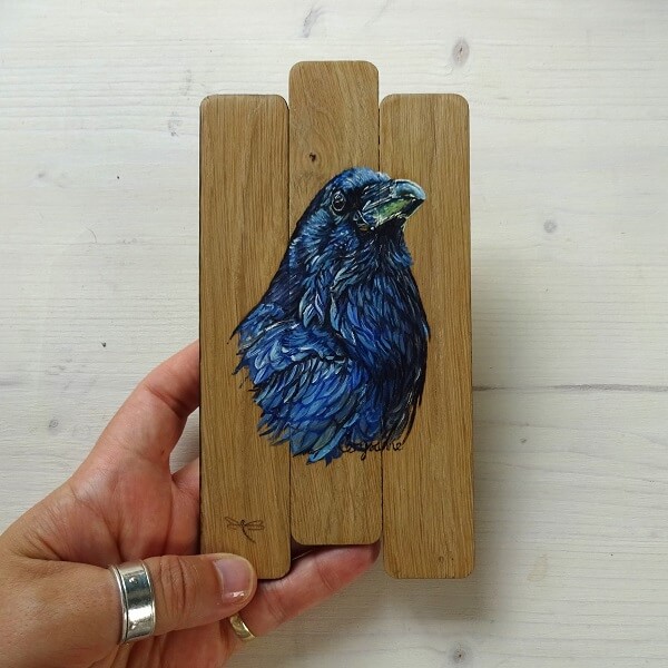 Jet- Raven Mixed Media Panel - Image 2
