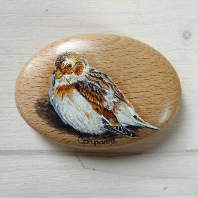 snow bunting art pebble