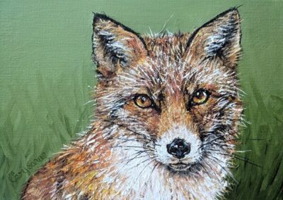 Res fox mixed media painting