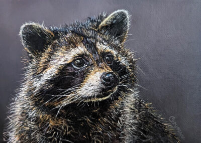 vinnie raccoon mixed media painting